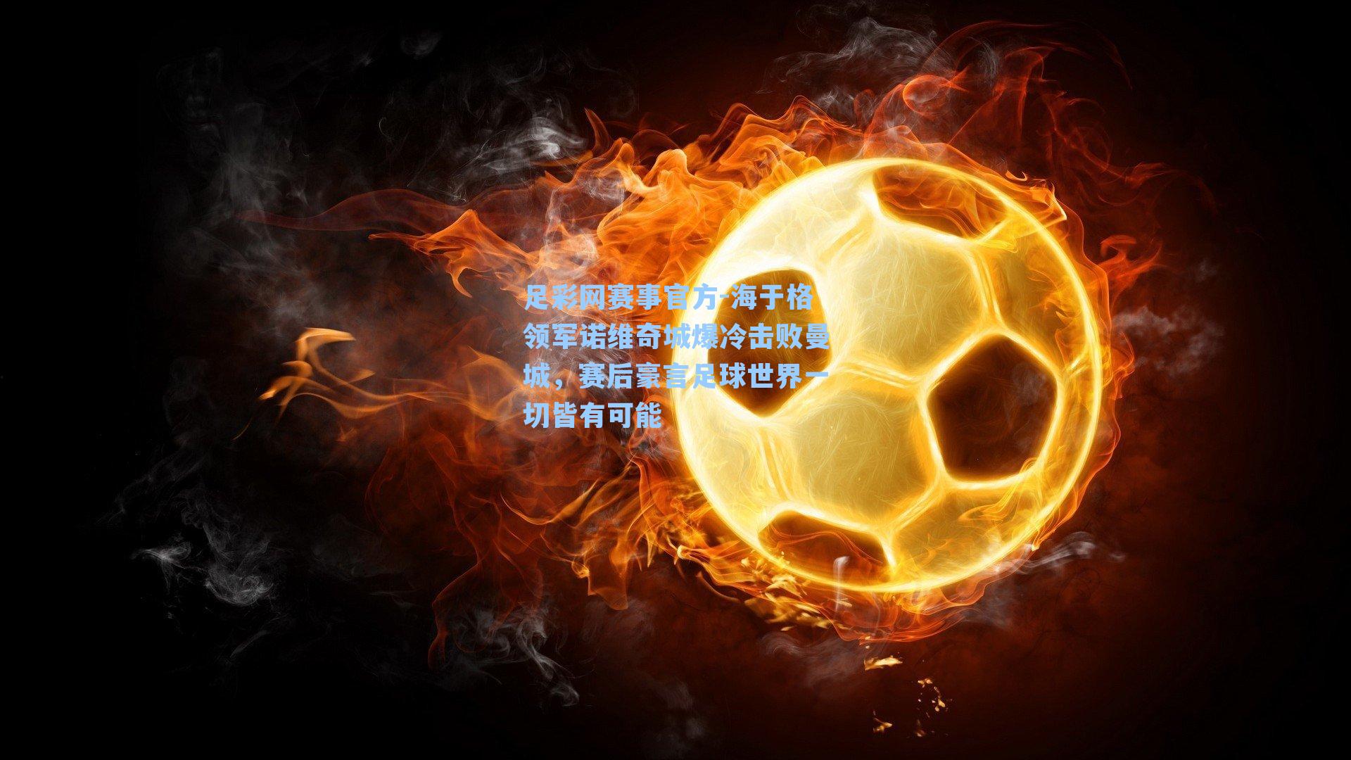 海于格领军诺维奇城爆冷击败曼城,赛后豪言足球世界一切皆有可能